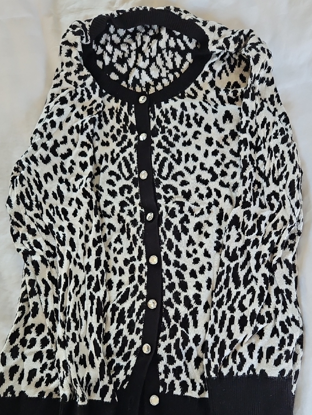 Black & White Leopard Print Cardigan Sweater
